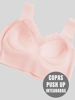 Foto 6 | Brasier Push Up Con Encaje Floral Bra-1001 Coral Soporte Total Y Diseño Cómodo