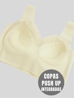 Foto 6 | Brasier Push Up Con Encaje Floral Bra-1001 Beige Soporte Total Y Diseño Cómodo