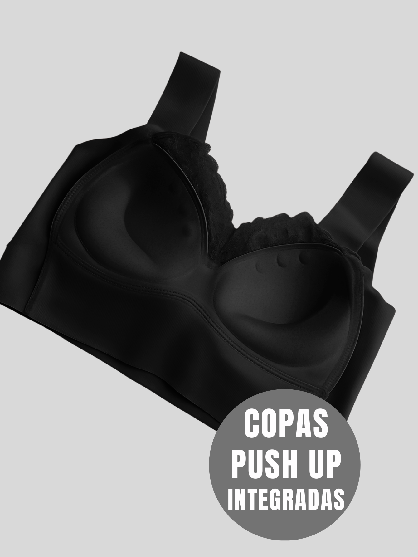 Foto 7 pulgar | Brasier Push Up Con Encaje Floral Bra-1001 Negro Soporte Total Y Diseño Cómodo