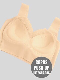 Foto 6 | Brasier Push Up Con Encaje Floral Bra-1001 Nude Soporte Total Y Diseño Cómodo