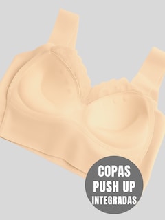 Foto 6 | Brasier Push Up Con Encaje Floral Bra-1001 Nude Soporte Total Y Diseño Cómodo
