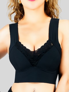 Foto 5 | Brasier Push Up Con Encaje Floral Bra-1001 Negro Soporte Total Y Diseño Cómodo