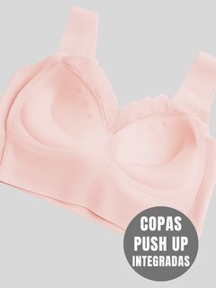Foto 6 | Brasier Push Up Con Encaje Floral Bra-1001 Coral Soporte Total Y Diseño Cómodo