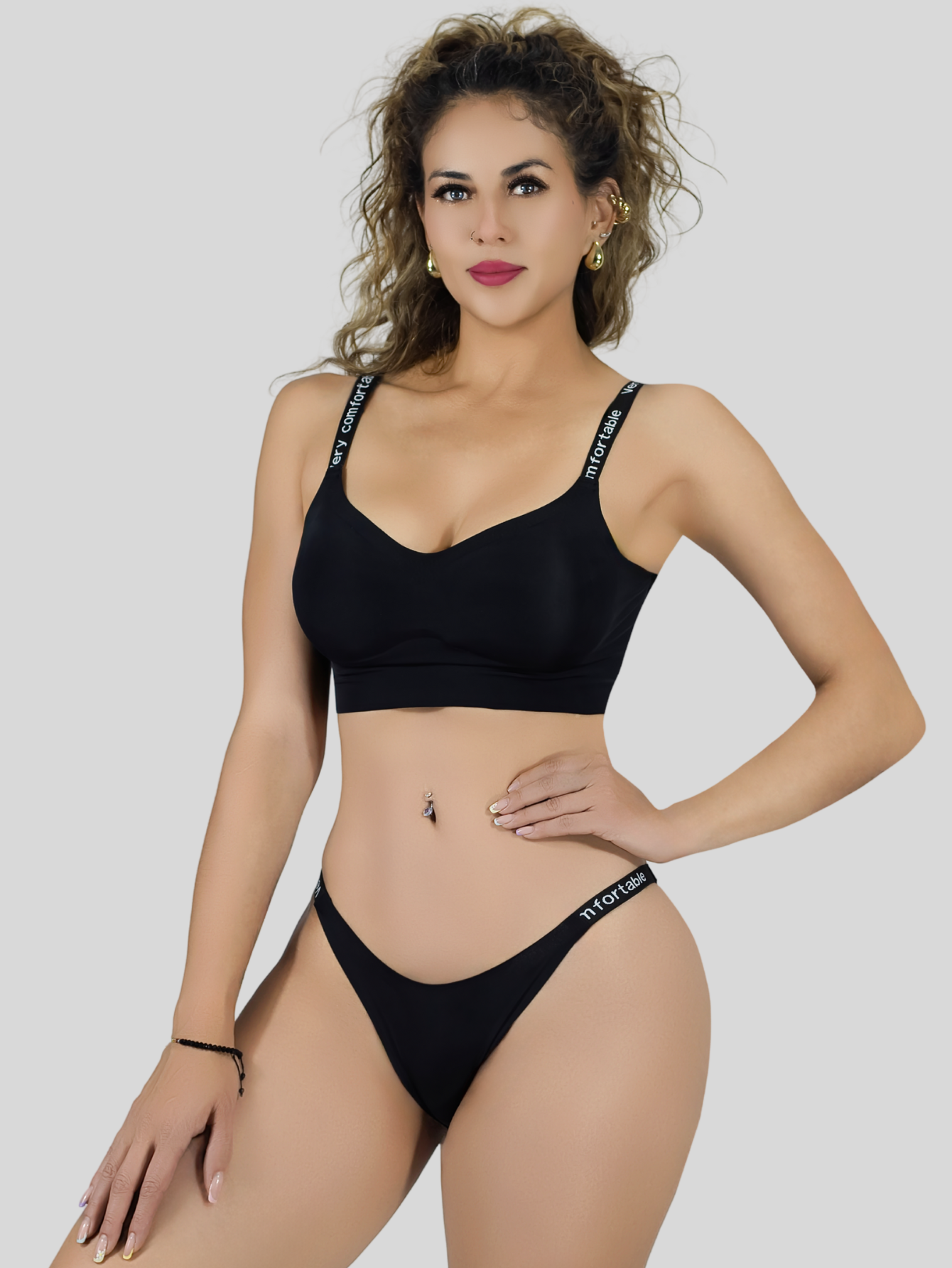 Foto 5 pulgar | Coordinado De Lencería Mujer Brasier Y Calzón Cómodo Casual Set.i-1008 Negro Juego De Ropa Interior Dama