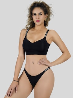 Foto 4 | Coordinado De Lencería Mujer Brasier Y Calzón Cómodo Casual Set.i-1008 Negro Juego De Ropa Interior Dama