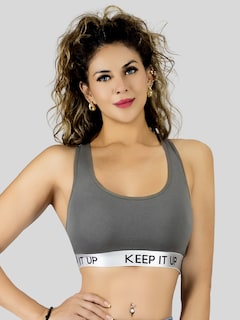 Foto 2 | Bra Mujer Con Copas Push Up Peto Medio Bra-1004 Gris Oscuro Comodidad Sin Varilla