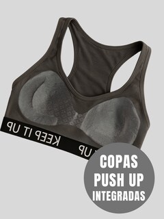 Foto 5 | Bra Mujer Con Copas Push Up Peto Medio Bra-1004 Gris Oscuro Comodidad Sin Varilla
