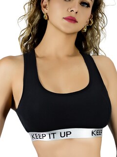 Foto 1 | Bra Mujer Con Copas Push Up Peto Medio Bra-1004 Negro Comodidad Sin Varilla
