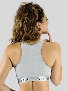Foto 3 | Bra Mujer Con Copas Push Up Peto Medio Bra-1004 Gris Claro Comodidad Sin Varilla