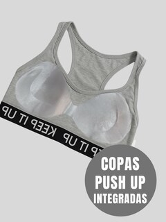 Foto 5 | Bra Mujer Con Copas Push Up Peto Medio Bra-1004 Gris Claro Comodidad Sin Varilla