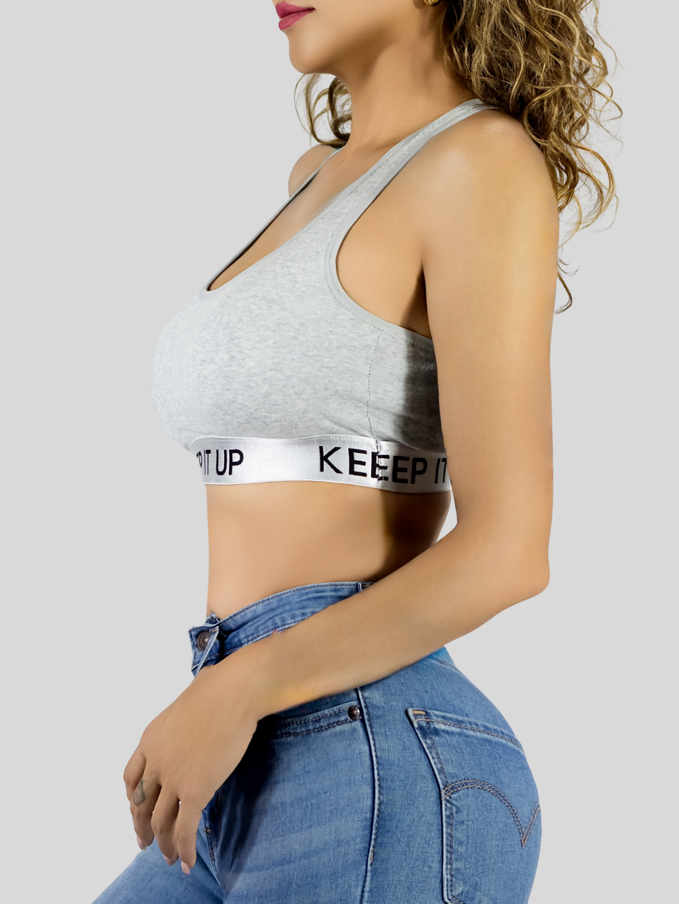 Foto 7 pulgar | Bra Mujer Con Copas Push Up Peto Medio Bra-1004 Gris Claro Comodidad Sin Varilla