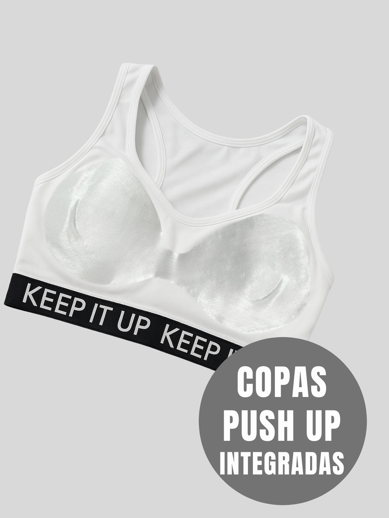 Foto 5 | Bra Mujer Con Copas Push Up Peto Medio Bra-1004 Blanco Comodidad Sin Varilla