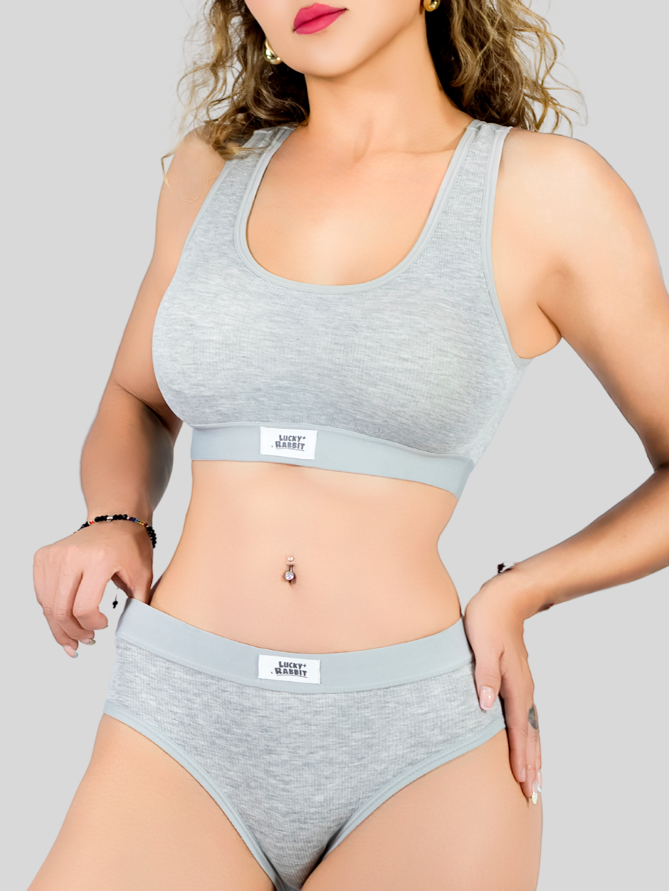Foto 6 pulgar | Set De Lencería Mujer Brasier Y Calzón Cómodo Casual Set.i-1006 Gris Claro Juego De Ropa Interior Dama
