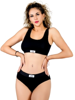 Foto 1 | Set De Lencería Mujer Brasier Y Calzón Cómodo Casual Set.i-1006 Negro Juego De Ropa Interior Dama
