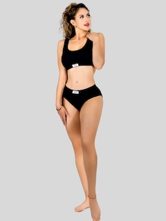 Foto 2 | Set De Lencería Mujer Brasier Y Calzón Cómodo Casual Set.i-1006 Negro Juego De Ropa Interior Dama