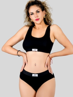 Foto 4 | Set De Lencería Mujer Brasier Y Calzón Cómodo Casual Set.i-1006 Negro Juego De Ropa Interior Dama