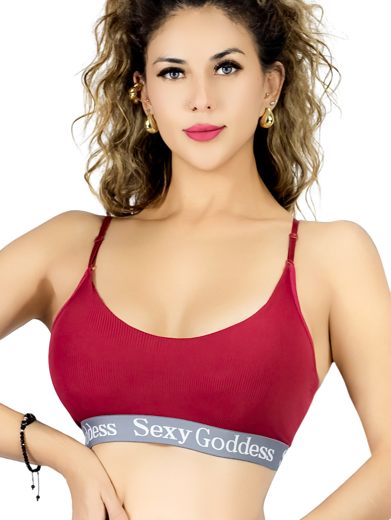 Foto 2 pulgar | Bra Mujer Con Copas Push Up Peto Medio Bra-1005 Rojo Comodidad Sin Varilla