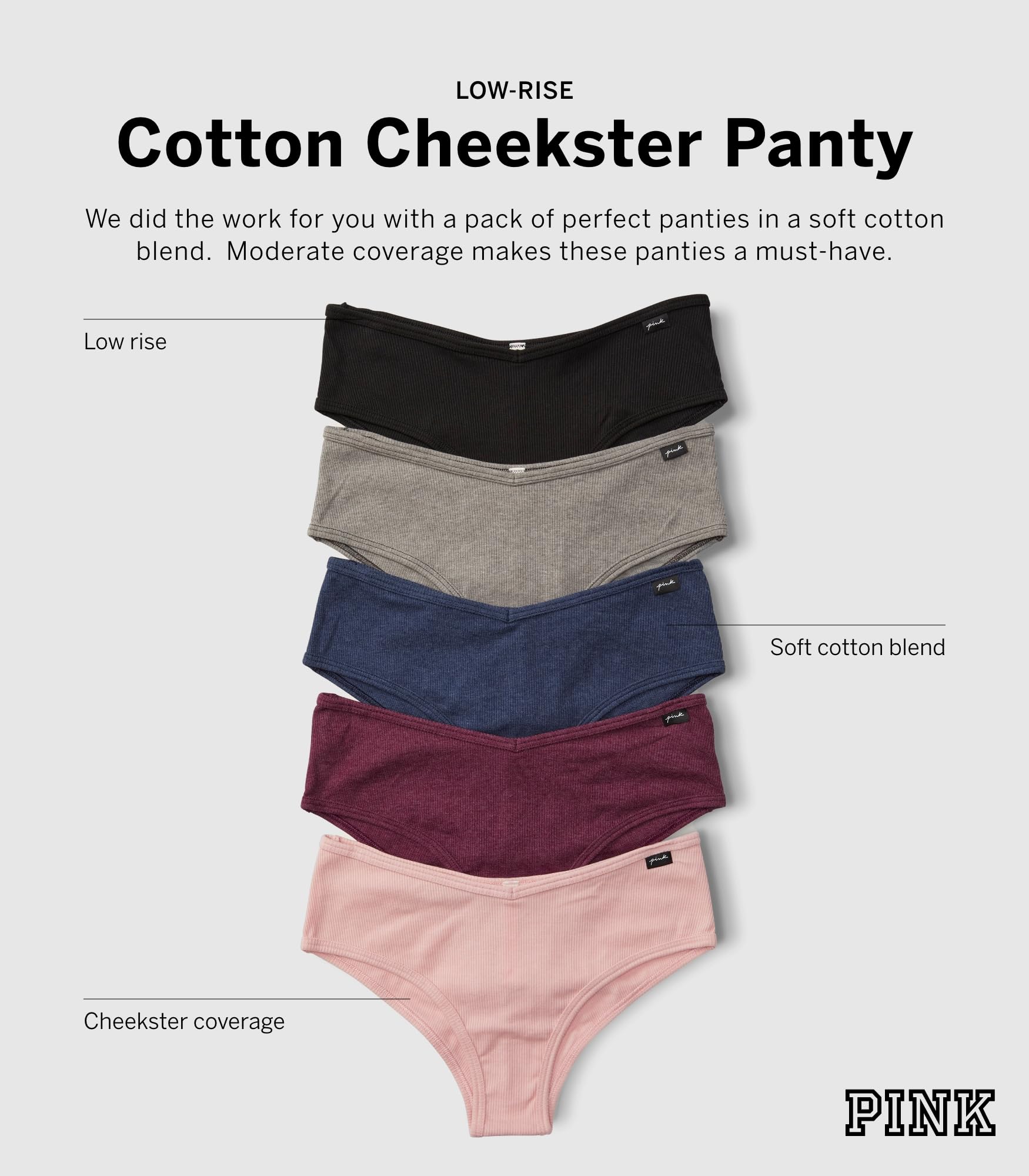 Foto 4 pulgar | Bragas Victoria's Secret Pink Cotton Cheeky Para Mujer (l) - Venta Internacional.
