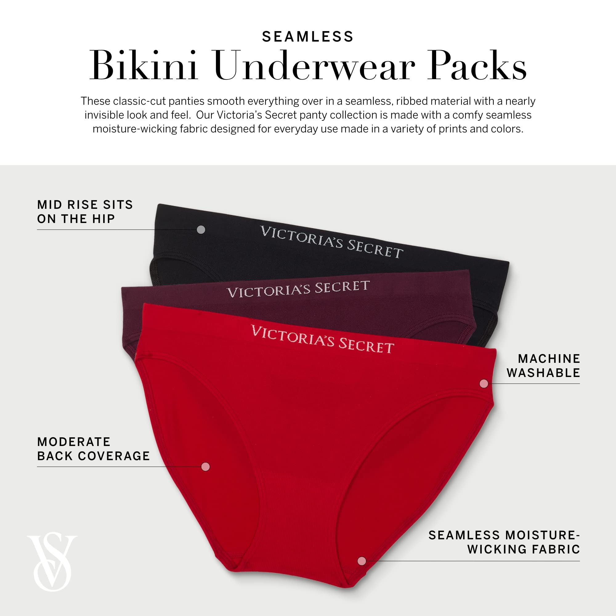 Foto 5 pulgar | Braguitas De Bikini Sin Costuras Victoria's Secret Para Mujer, Paquete De 4 - Venta Internacional.