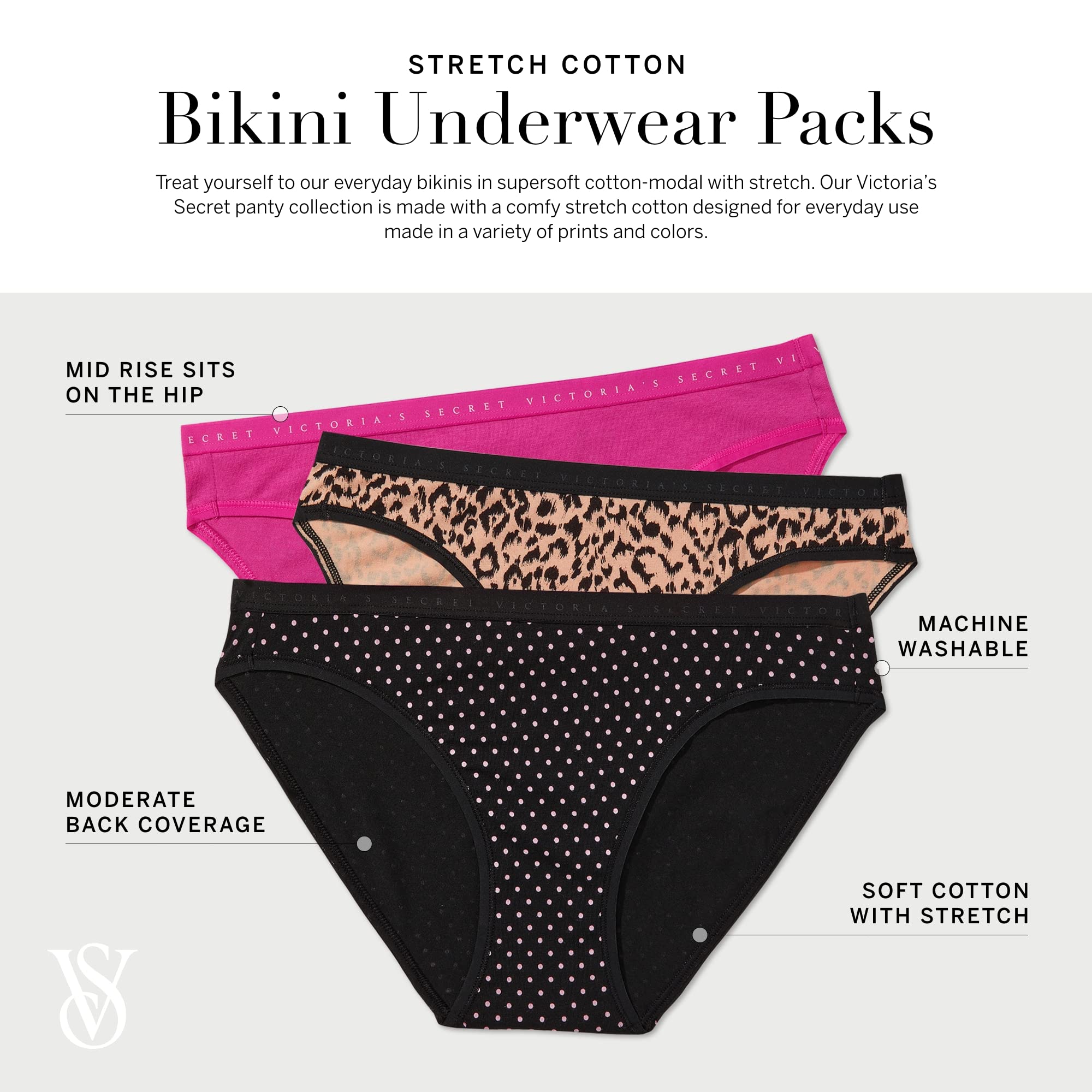 Foto 4 pulgar | Bikini De Algodón Con Ribete De Encaje De Victoria's Secret, Paquete De 7 - Venta Internacional.