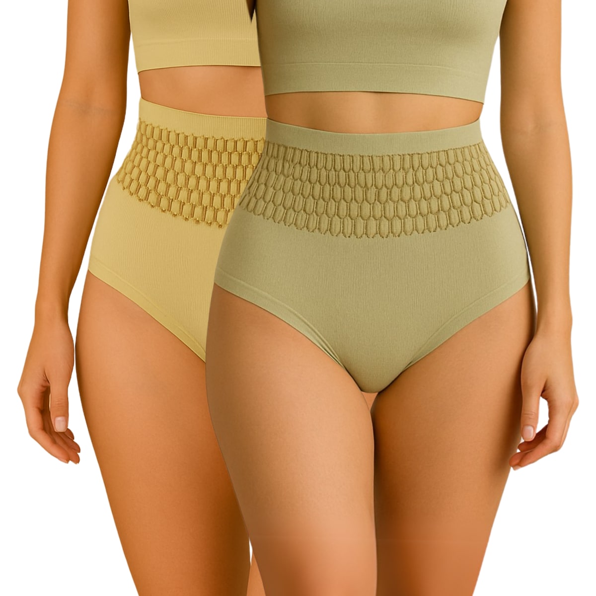 Set 2 Panty Faja Mujer Cyf-010-px2 Verde Y Amarillo Moldeadora Con Compresión Zonal $189