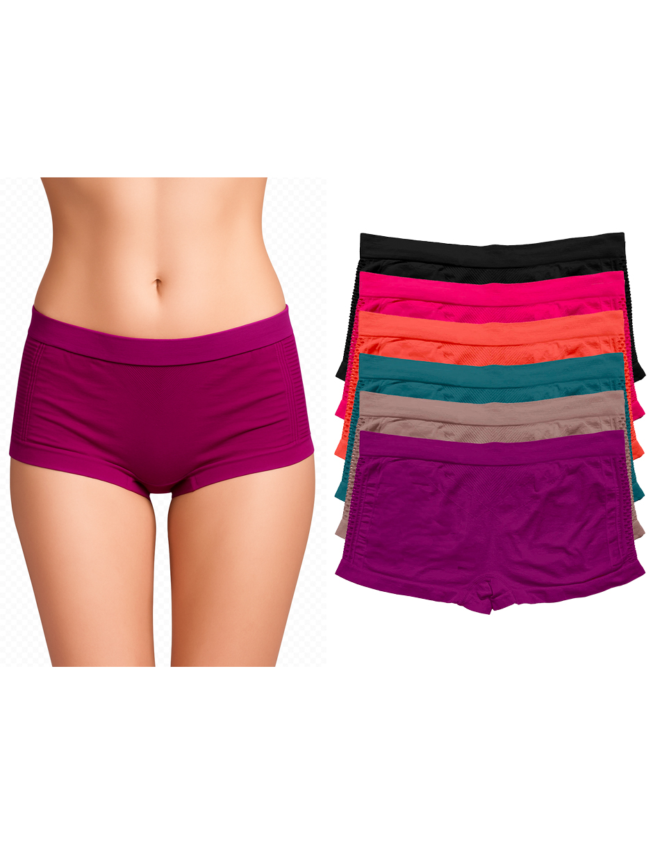 Foto 1 | Set De 6 Boxer Para Mujer Tatys Fashion Con 6 Colores Diferentes
