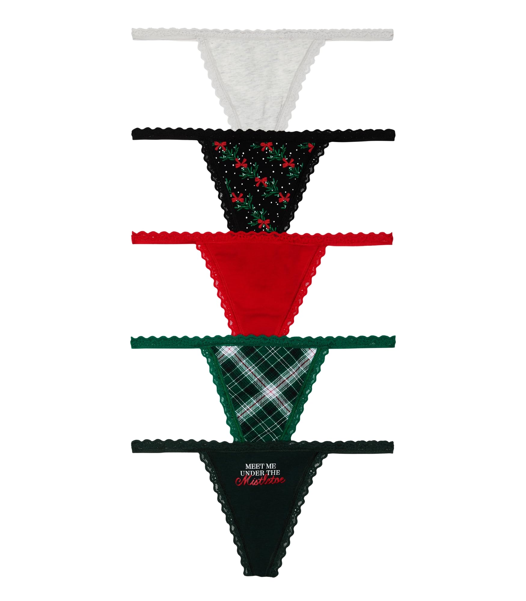 Foto 1 | Braguita Victoria's Secret De Algodón Con Ribete De Encaje A La Moda, Paquete De 5 - Venta Internacional.