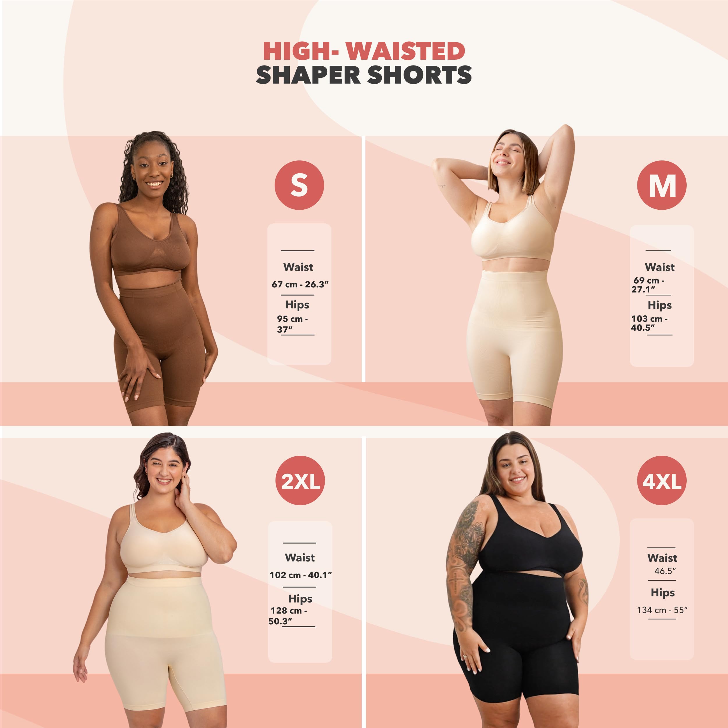 Foto 5 pulgar | Pantalones Cortos Moldeadores de Cuerpo Shapermint Talle Alto Shapewear Nude - Venta Internacional