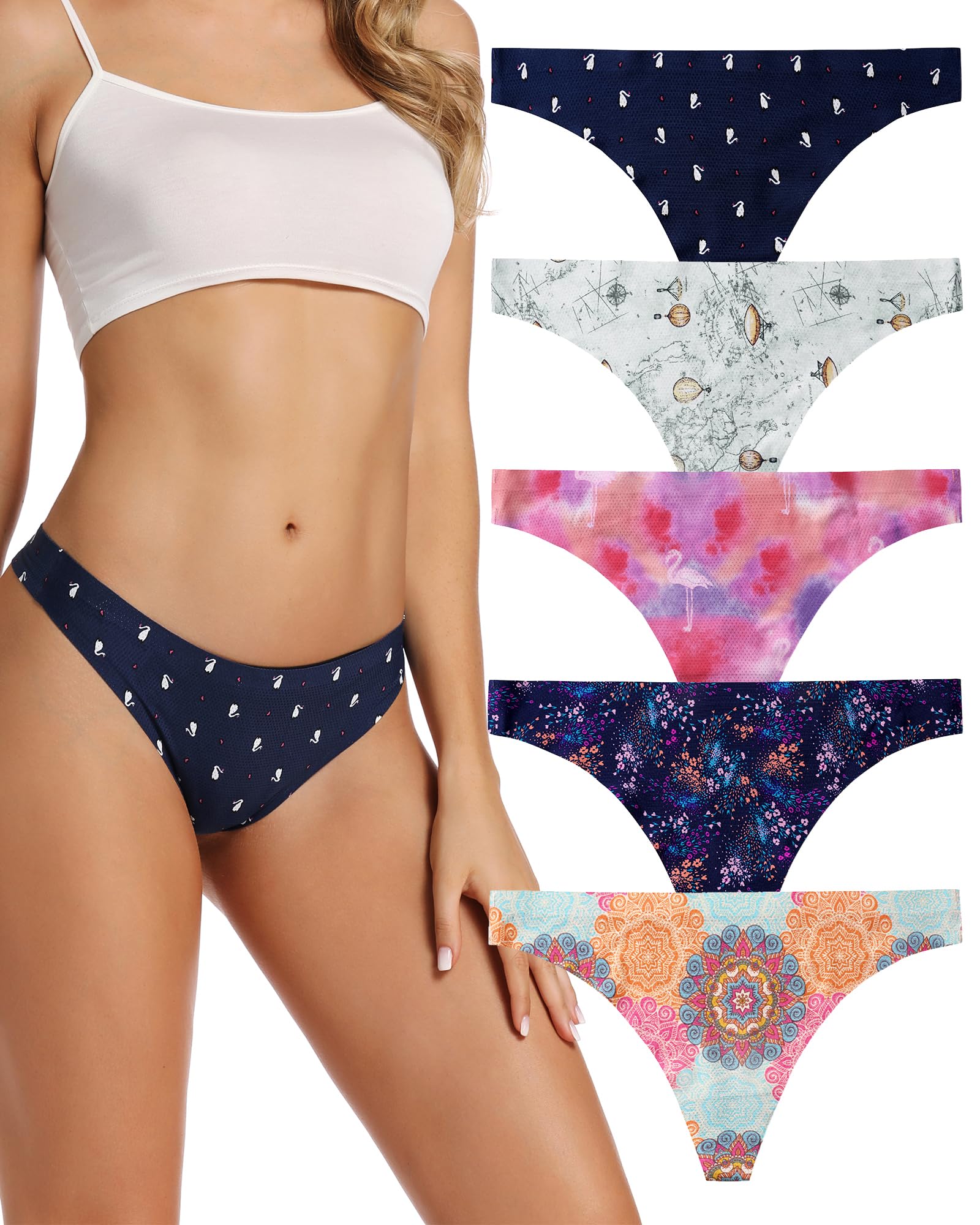 Tangas De Ropa Interior Para Mujer, Paquete De 5 Unidades, Microfibra Sin Costuras - Venta Internacional. $622