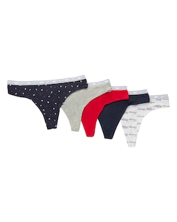 Foto 1 | Tanga Tommy Hilfiger con Logotipo Clásico de Algodón 5 piezas para Mujer - Venta Internacional
