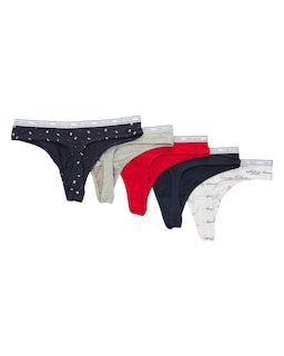 Foto 3 | Tanga Tommy Hilfiger con Logotipo Clásico de Algodón 5 piezas para Mujer - Venta Internacional