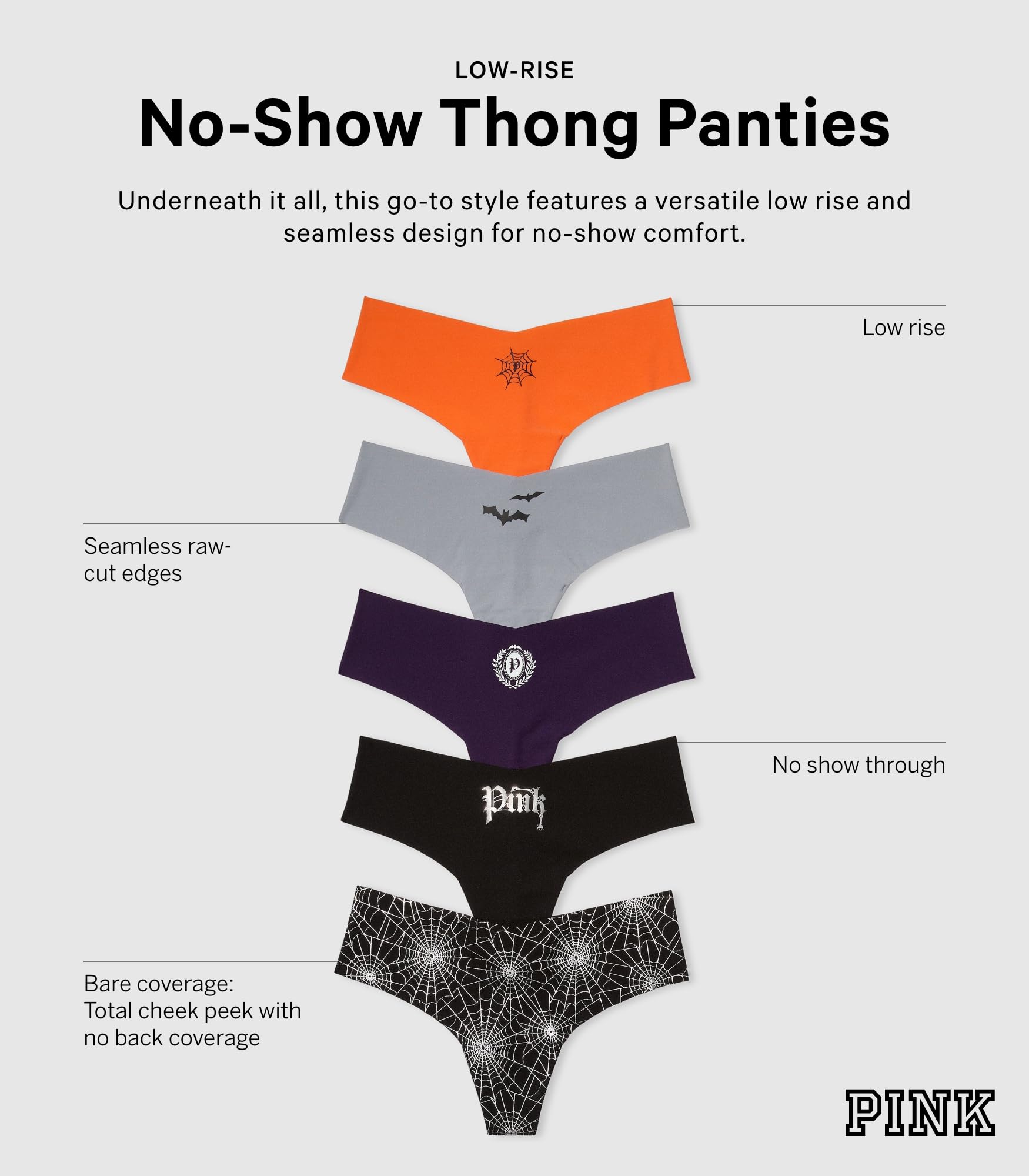 Foto 5 pulgar | Tanga Victoria's Secret Pink No Show Halloween - Venta Internacional.