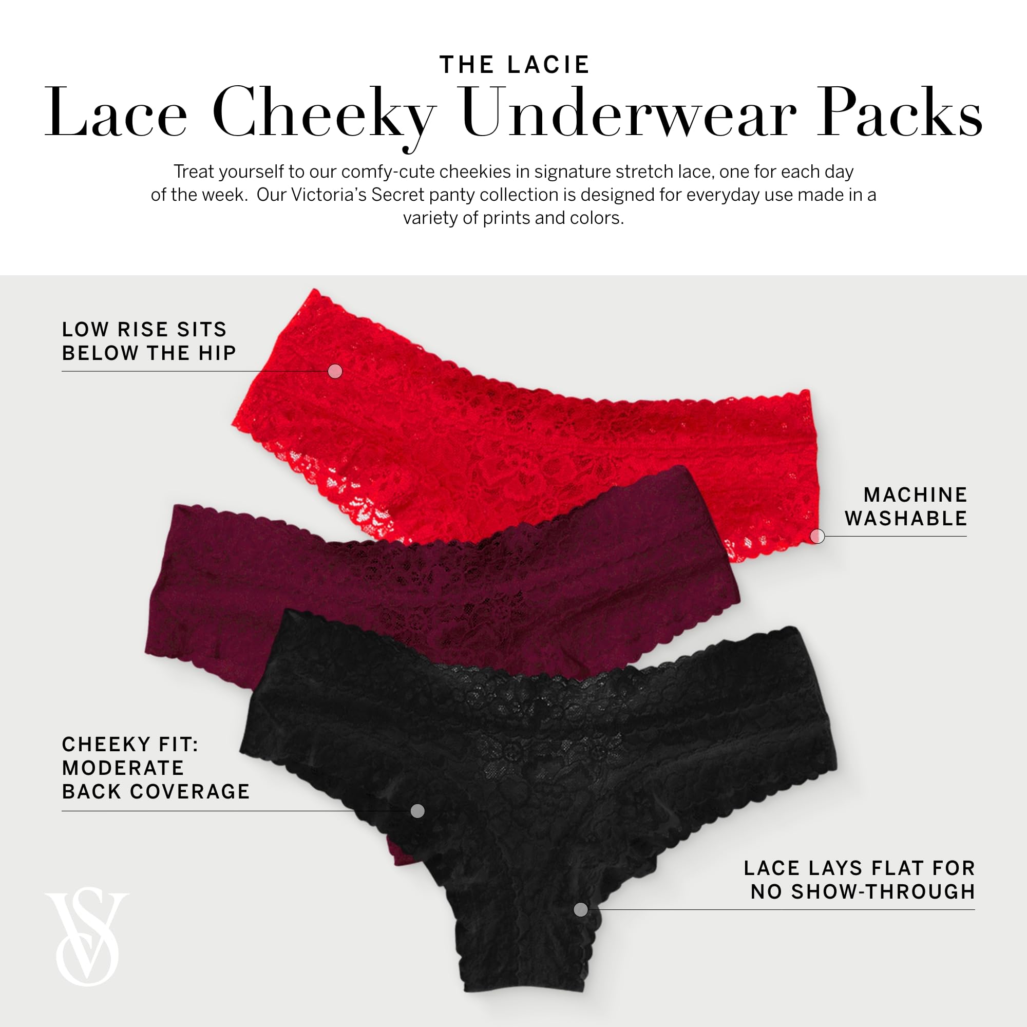 Foto 5 pulgar | Ropa Interior Victoria's Secret Lace Cheeky Para Mujer, Color Negro (l) - Venta Internacional.