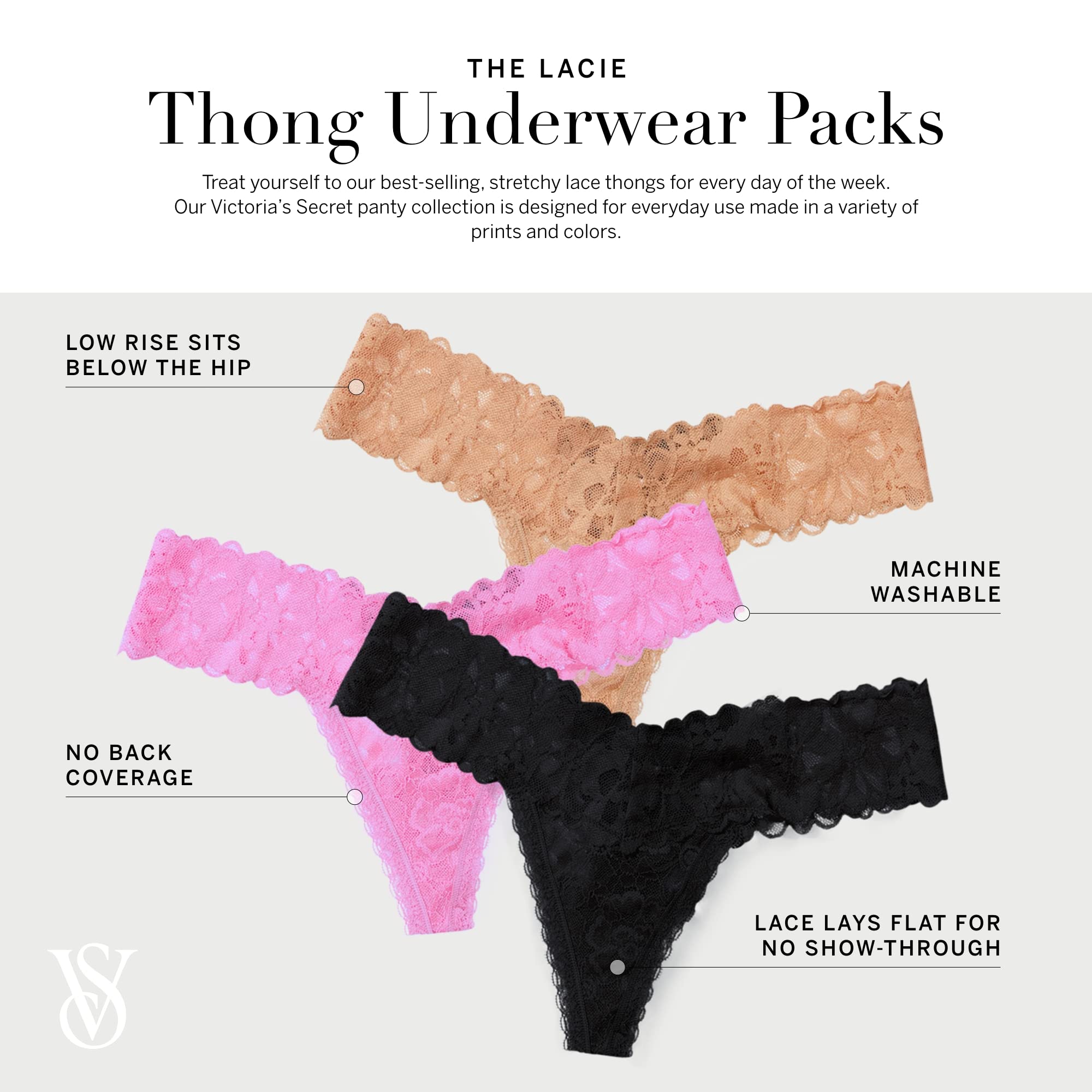 Foto 4 pulgar | Tanga Victoria's Secret Lace Para Mujer (l), Paquete De 5 - Venta Internacional.