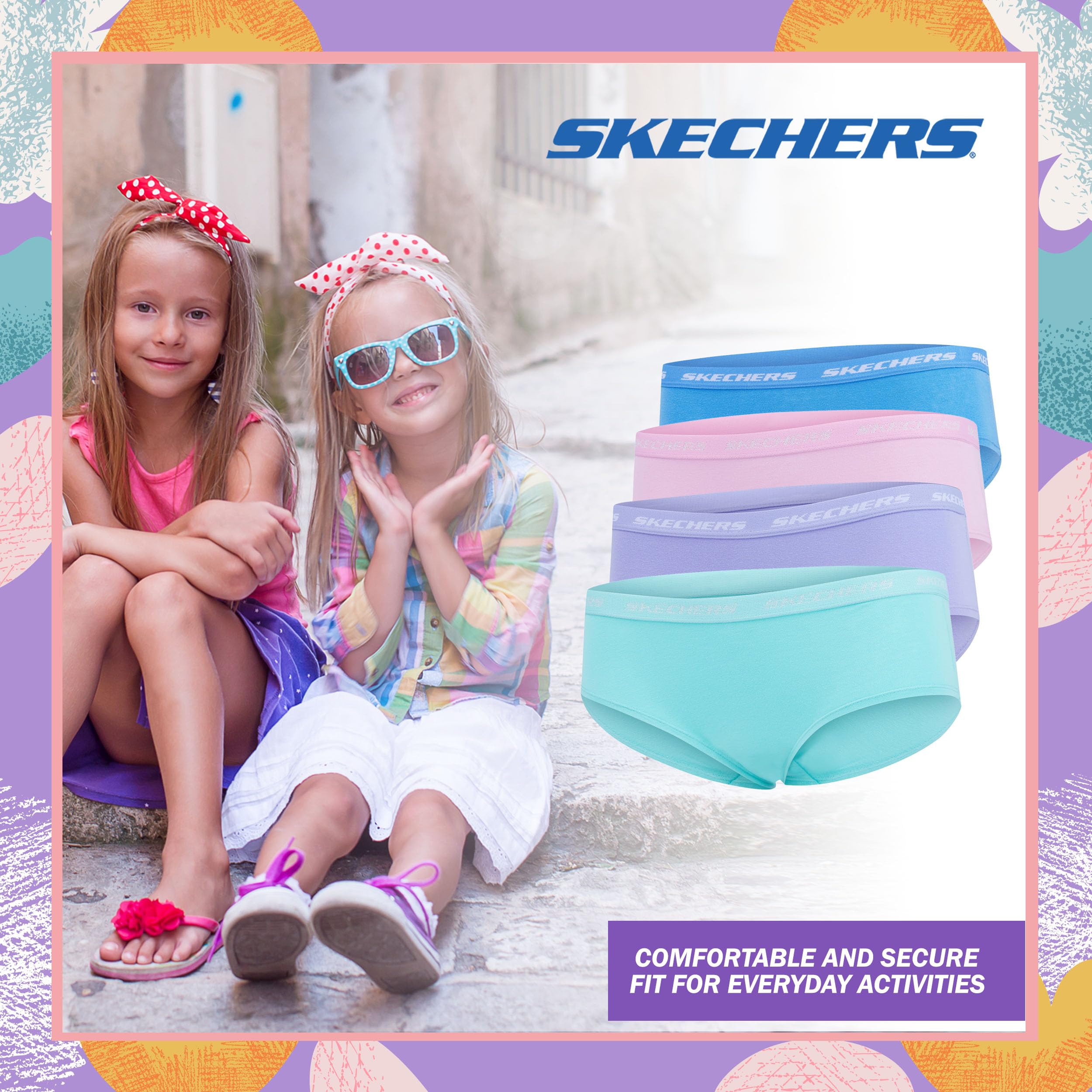 Foto 5 pulgar | Bragas De Algodón Skechers Para Niñas, Paquete De 5 Y 4 Paquetes - Venta Internacional.
