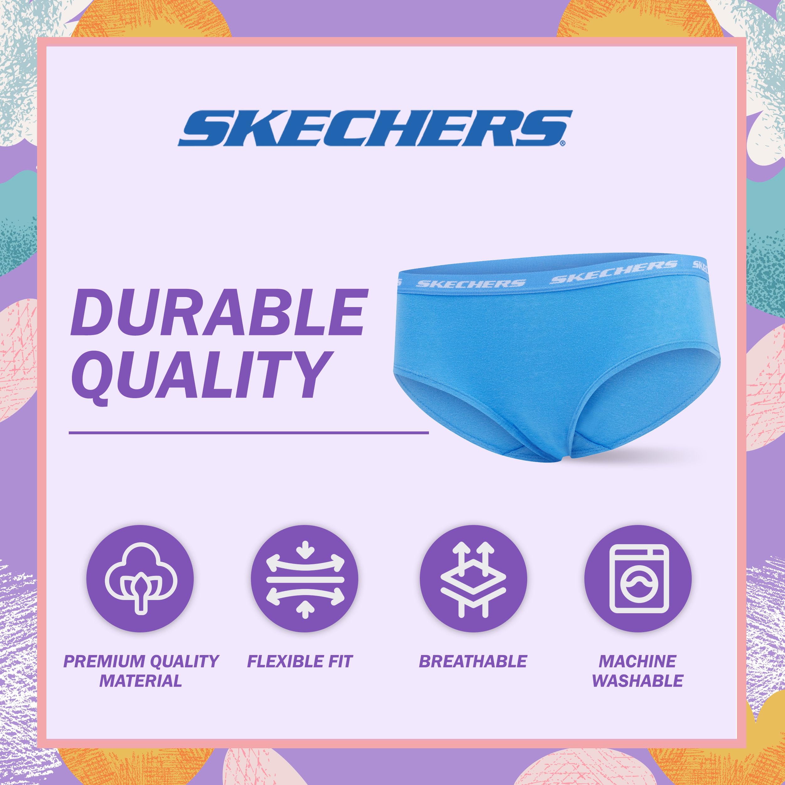 Foto 6 pulgar | Bragas De Algodón Skechers Para Niñas, Paquete De 5 Y 4 Paquetes - Venta Internacional.