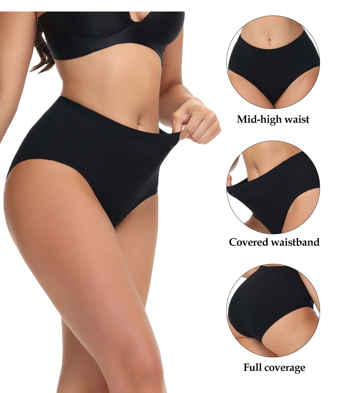 Foto 2 | Calzoncillos De Posparto Wirarpa De Algodón Para Mujer, Paquete De 5 - Venta Internacional.