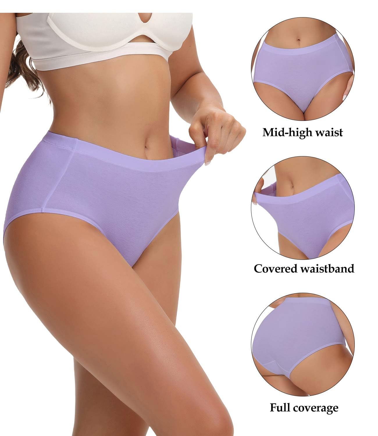 Foto 3 pulgar | Calzoncillos Posparto De Algodón Panties Wirarpa Para Mujer, Paquete De 5 - Venta Internacional.