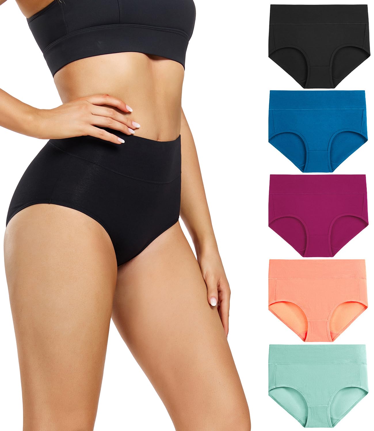 Braguitas De Cintura Alta De Algodón Para Mujer Underwear Wirarpa, Paquete De 5 - Venta Internacional.