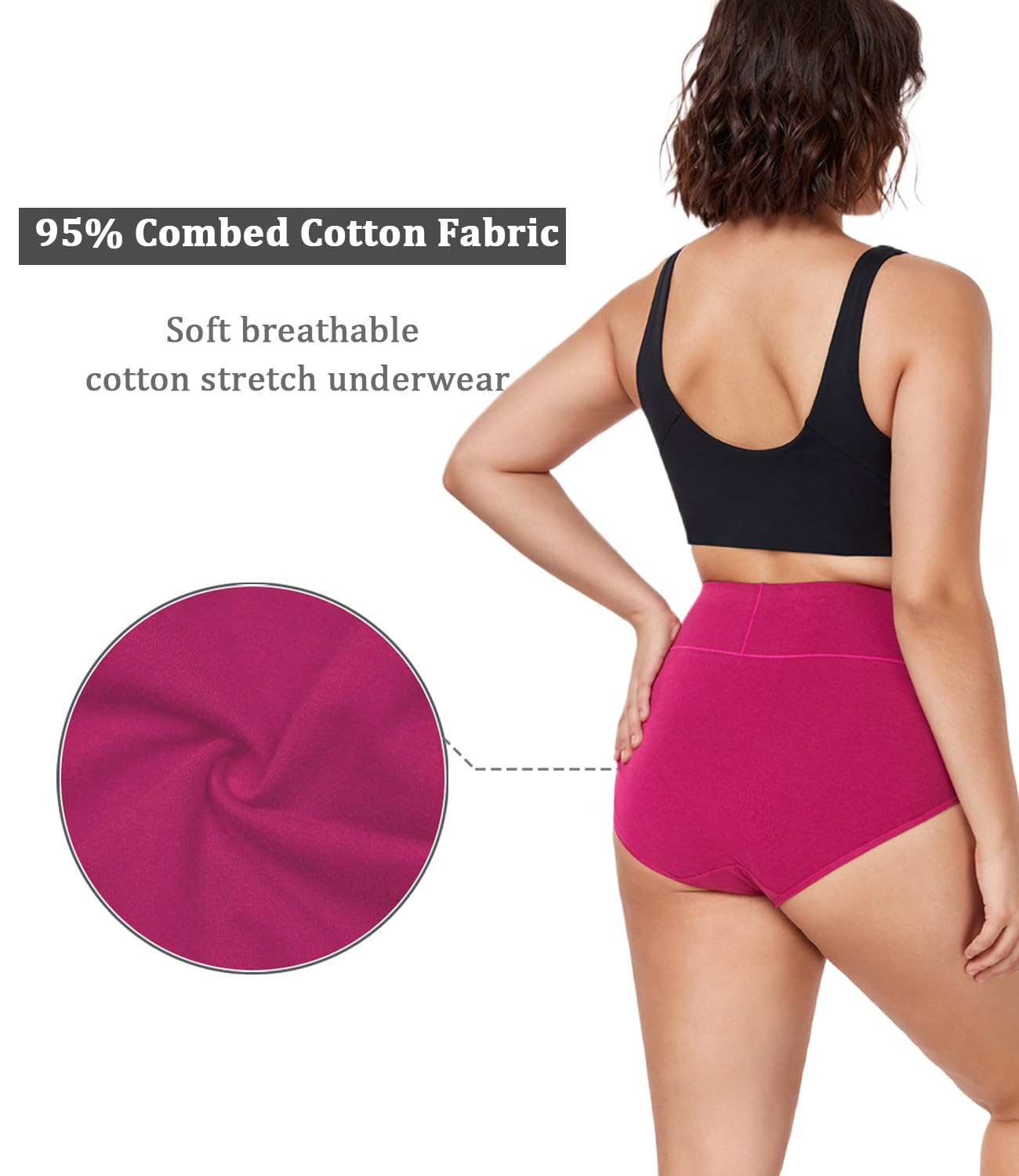 Foto 4 pulgar | Braguitas De Cintura Alta De Algodón Para Mujer Underwear Wirarpa, Paquete De 5 - Venta Internacional.
