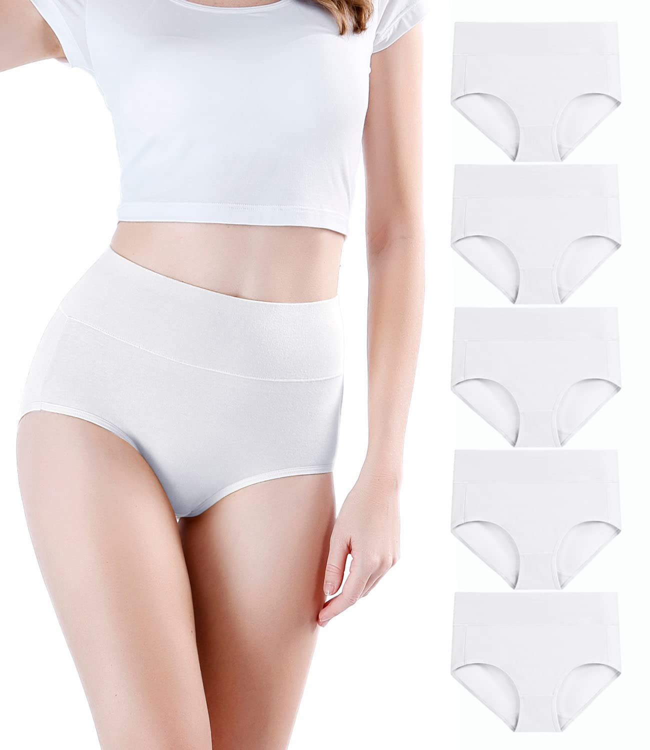 Calzoncillos De Cintura Alta De Algodón, Cobertura Total, Paquete De 5 - Venta Internacional.