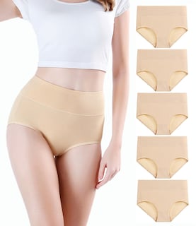 Foto 1 | Ropa Interior De Posparto Wirarpa De Algodón De Cintura Alta, Paquete De 5 Unidades, Color Beige - Venta Internacional.