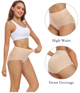 Foto 2 | Ropa Interior De Posparto Wirarpa De Algodón De Cintura Alta, Paquete De 5 Unidades, Color Beige - Venta Internacional.