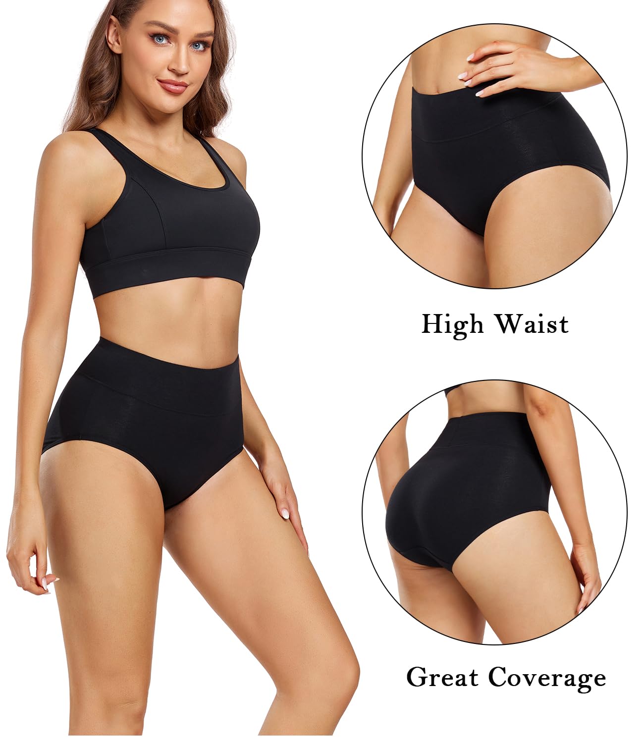 Foto 3 pulgar | Bragas De Algodón De Cintura Alta Wirarpa Para Mujer, Paquete De 5 - Venta Internacional.