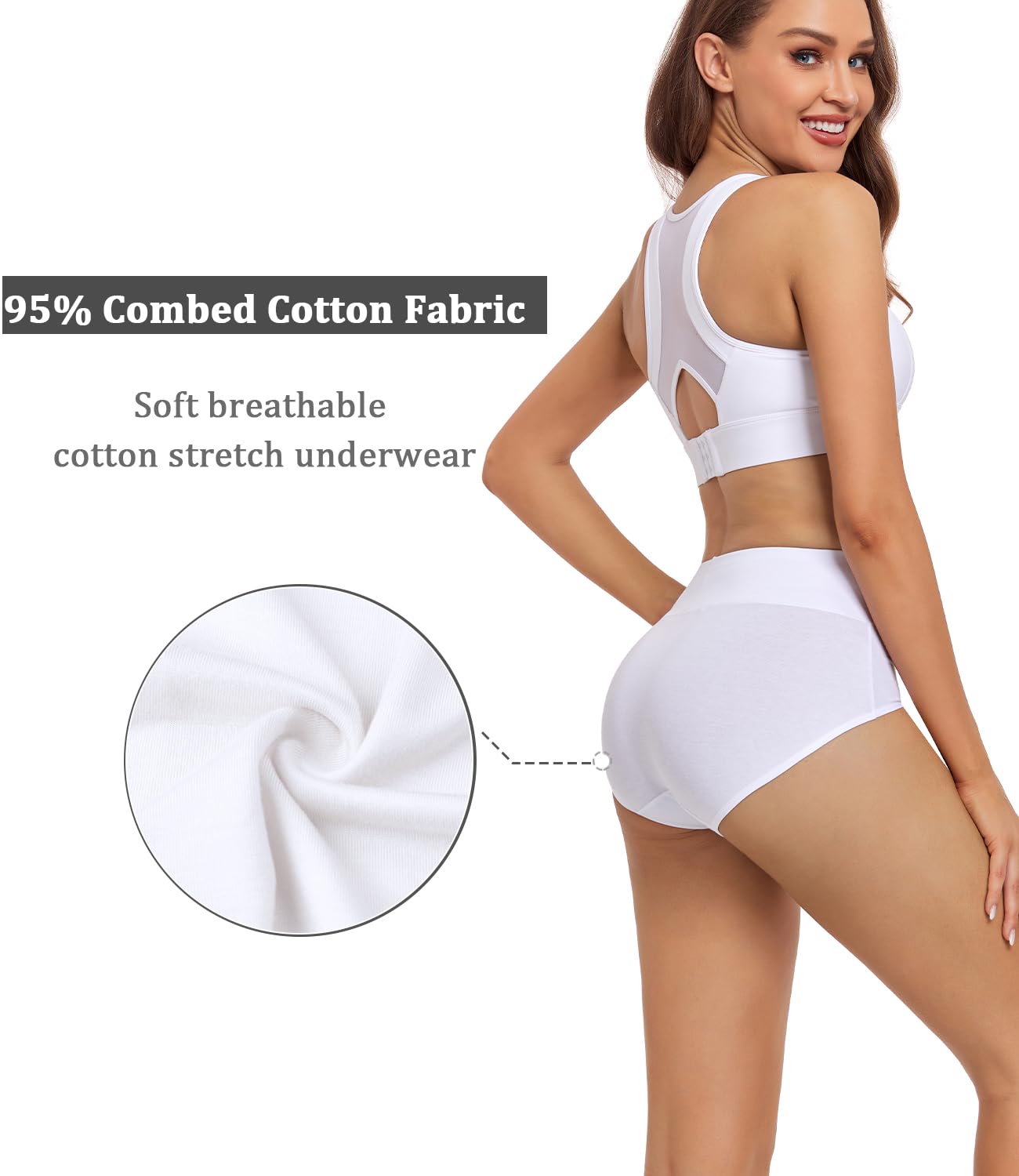 Foto 4 pulgar | Bragas De Algodón De Cintura Alta Wirarpa Para Mujer, Paquete De 5 - Venta Internacional.