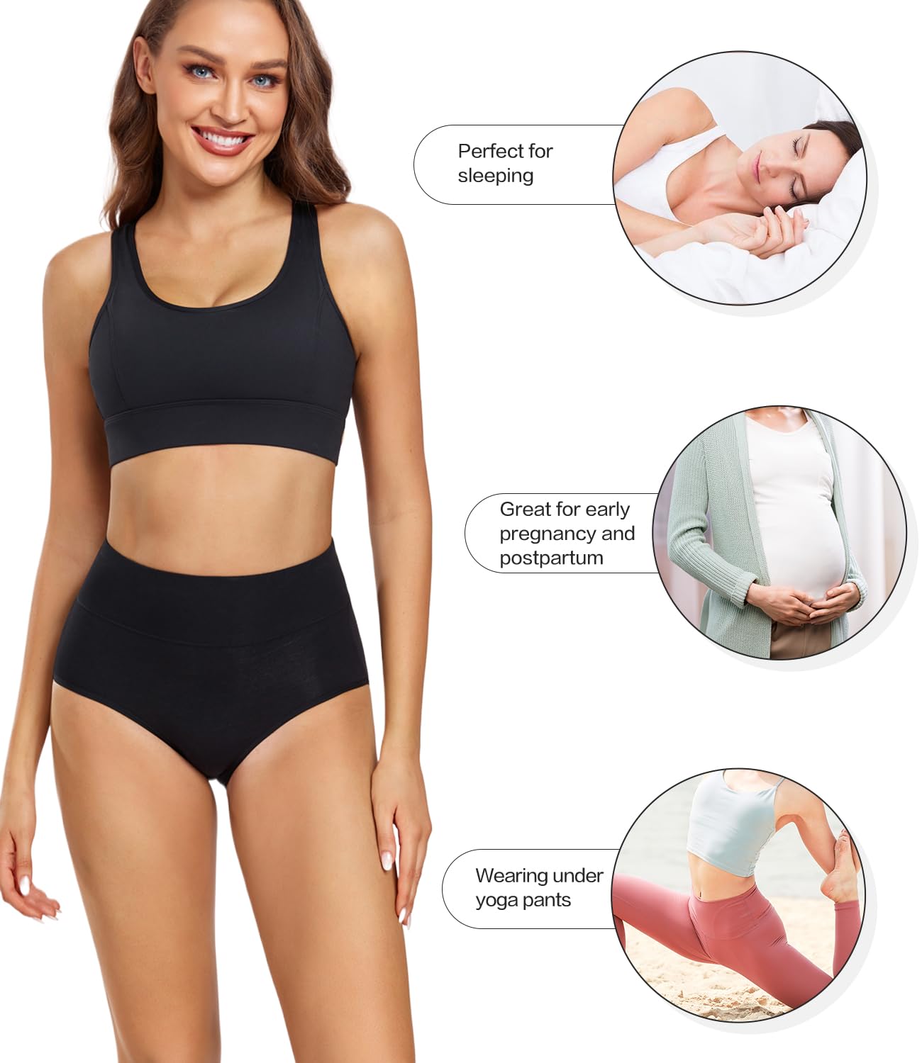 Foto 5 pulgar | Bragas De Algodón De Cintura Alta Wirarpa Para Mujer, Paquete De 5 - Venta Internacional.