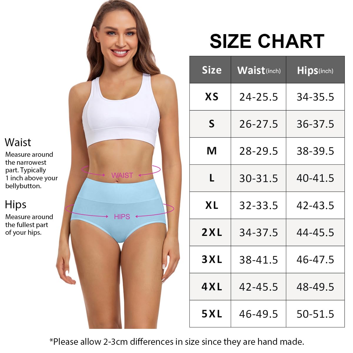 Foto 6 pulgar | Bragas De Algodón De Cintura Alta Wirarpa Para Mujer, Paquete De 5 - Venta Internacional.