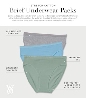 Foto 4 | Calzoncillos De Algodón Victoria's Secret De Cobertura Total Para Mujer - Venta Internacional.