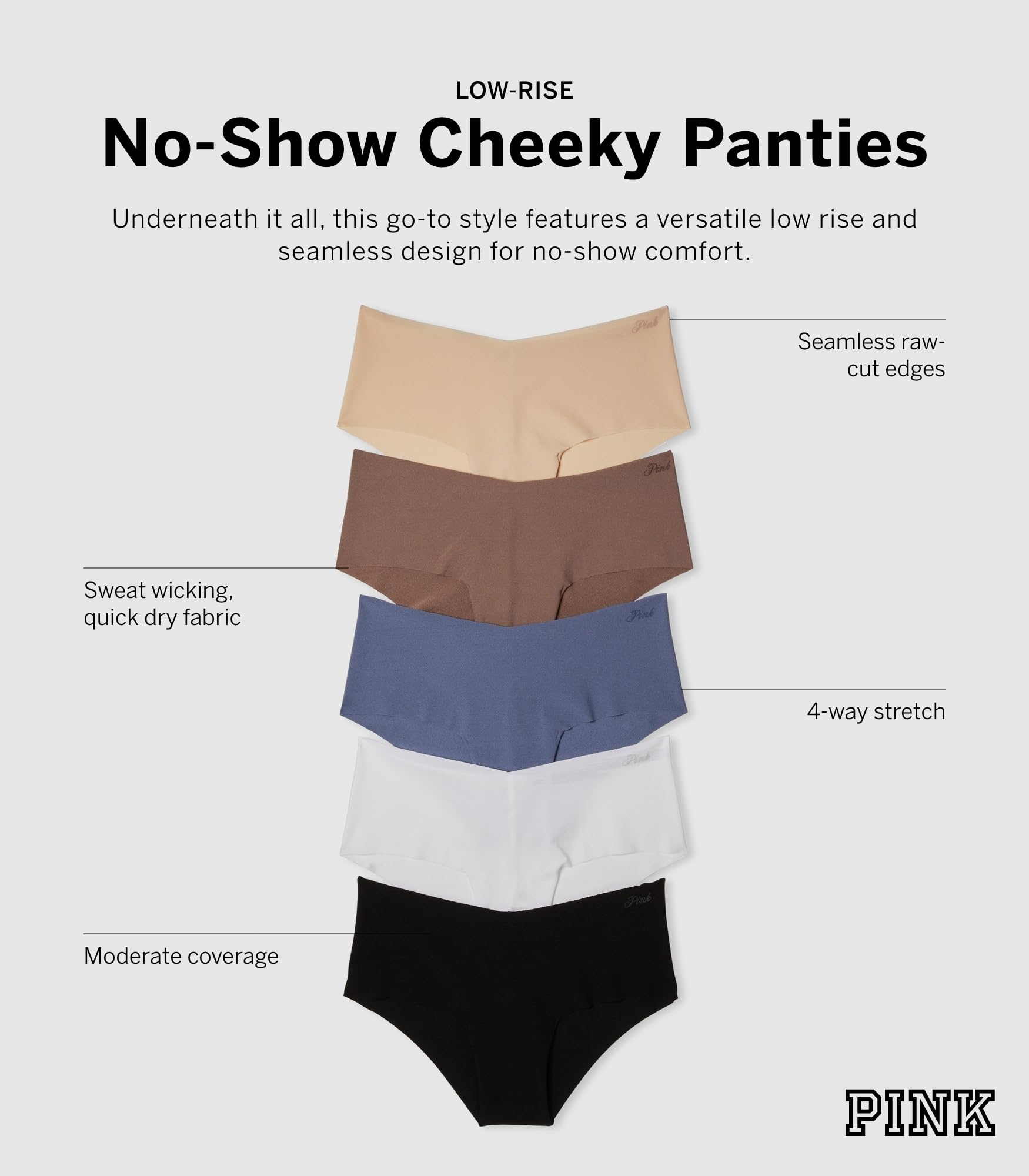 Foto 5 pulgar | Pack De 5 Bragas Victoria's Secret No-show Cheeky - Venta Internacional.