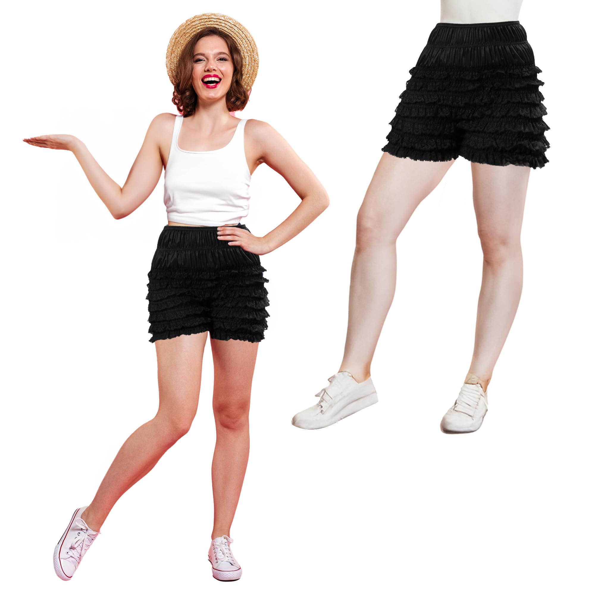 Foto 4 pulgar | Bragas Pettipants Malco Modes Lisa Tanga Con Volantes, Color Negro Xl - Venta Internacional.